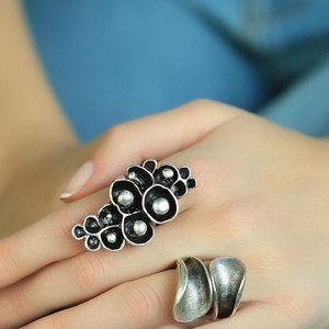 Silvertone Trypo Ring Set.... Nautilus